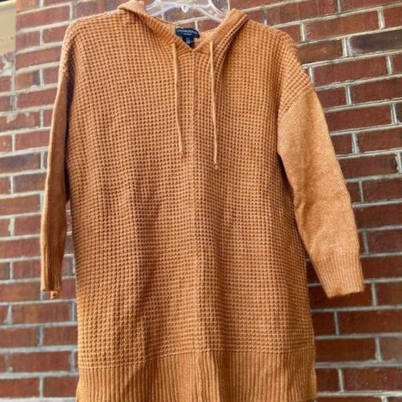 Cynthia Rowley Camel Waffle Oversized Hooded Sweater. 1X - Picture 1 of 5